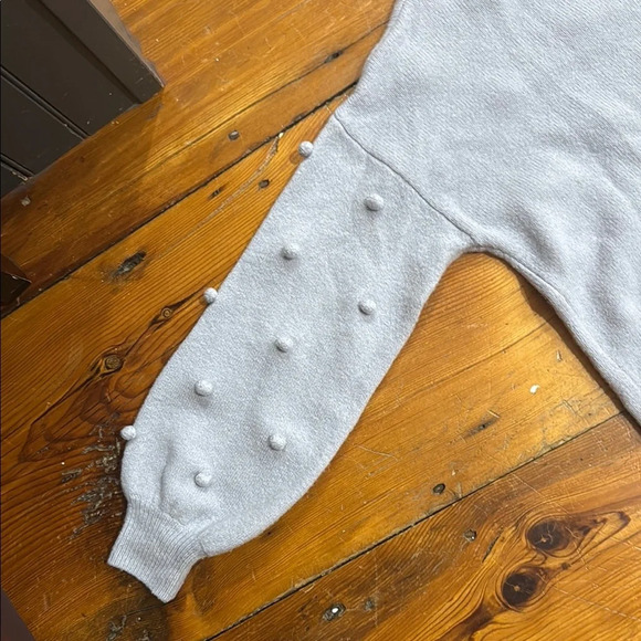 Madewell Soft Wool Blend Gray Pom-Pom Crewneck Sweater Size Small - Picture 8 of 9